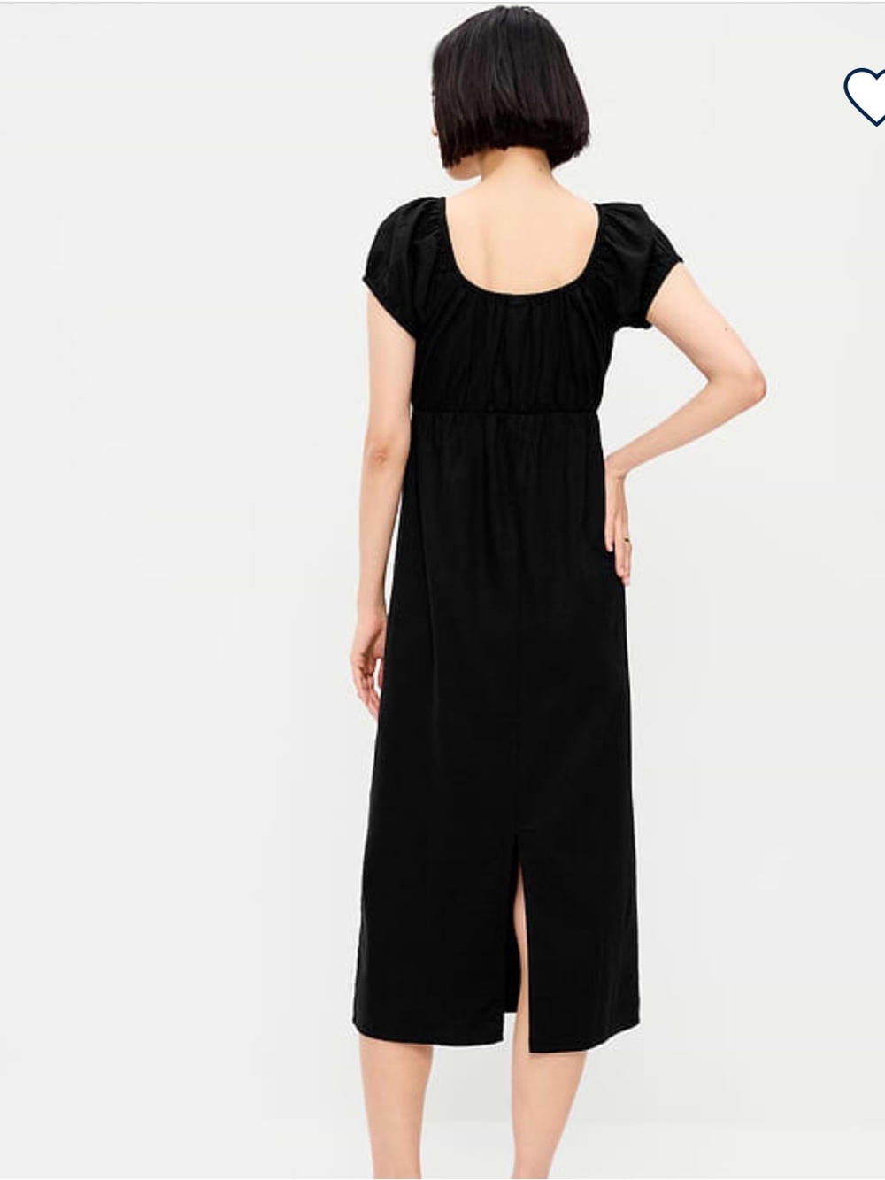 Old Navy Black Scoop-Back Midi Dress with Short Sleeves
